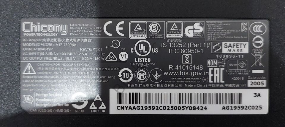 Excalibur G770 Adaptör 19.5V 9.23A 180W Orijinal