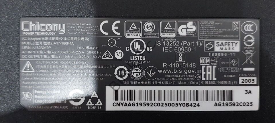 Excalibur Şarj Cihazı G650 G670 G850 G770 19.5v 6.15a 120w