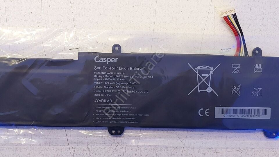 Casper C600 Batarya U569751PV 4000 mAH/45.6Wh ORJİNAL