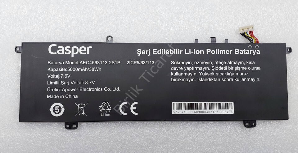 Casper F500 Batarya AEC4563113-2S1P 5000 mAH/38Wh ORJİNAL