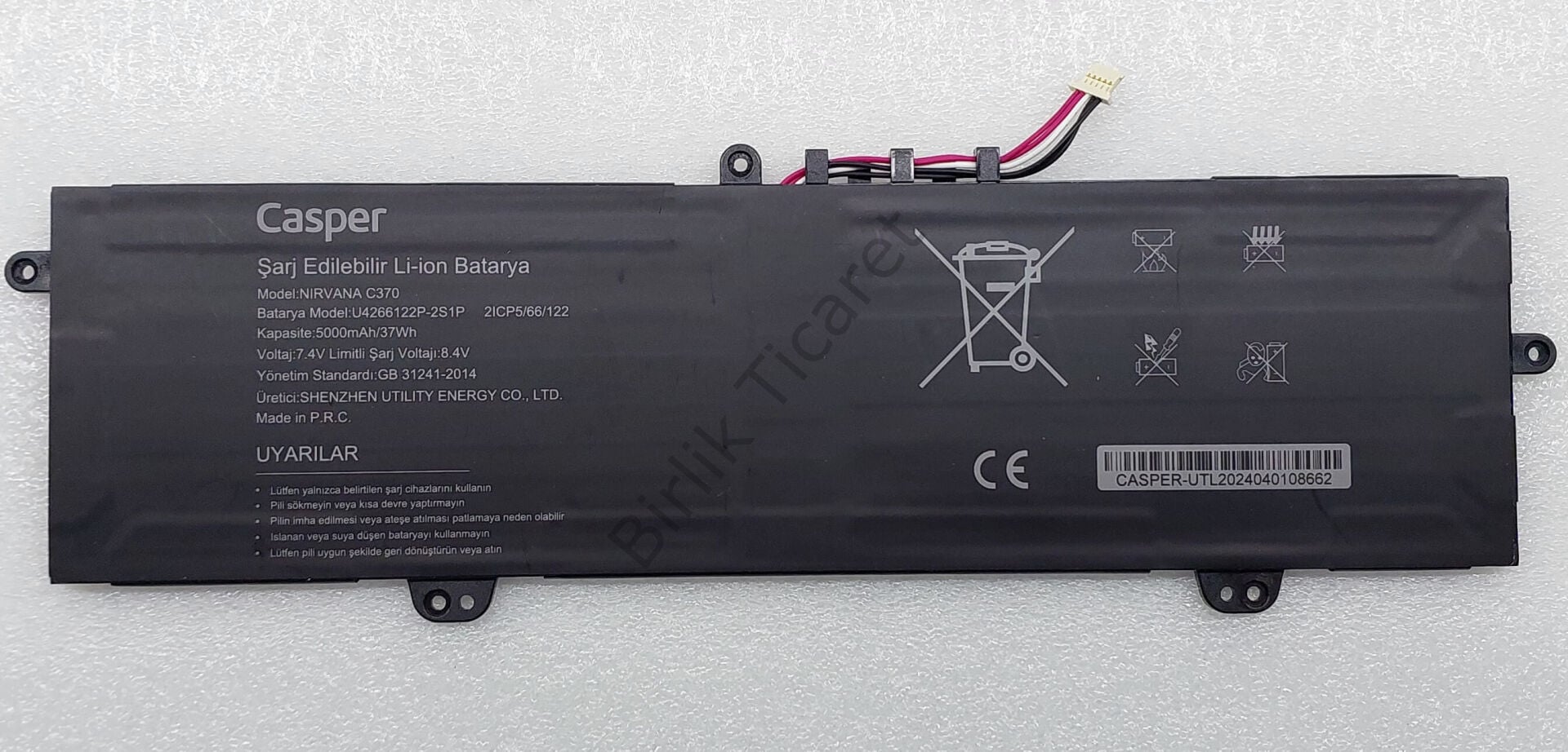 Casper C370 Batarya U4266122P-2S1P 5000 mAH/37Wh ORJİNAL