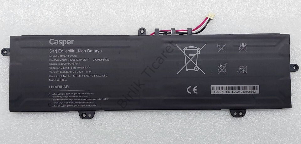 Casper C370 Batarya U4266122P-2S1P 5000 mAH/37Wh ORJİNAL