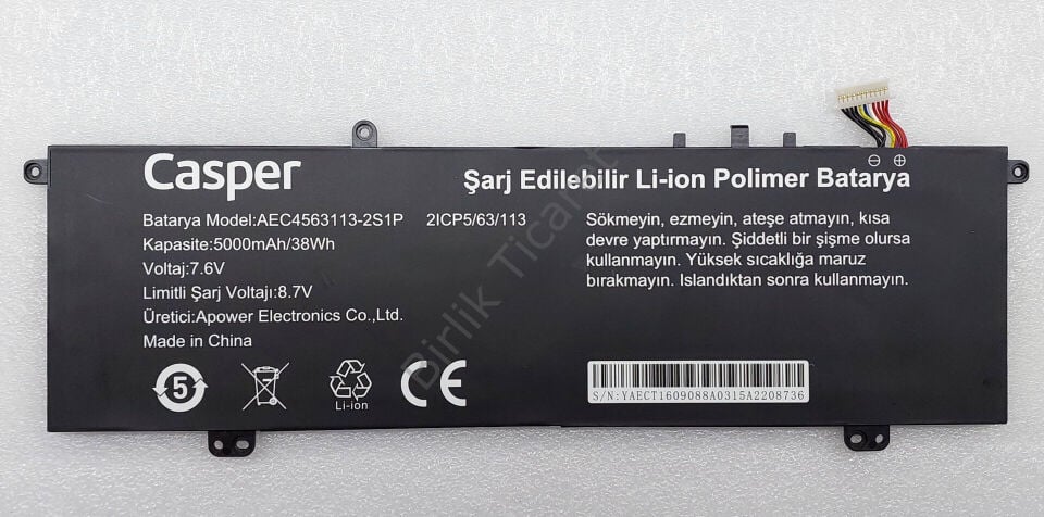 Casper X600 Batarya AEC4563113-2S1P 5000 mAH/38Wh ORJİNAL