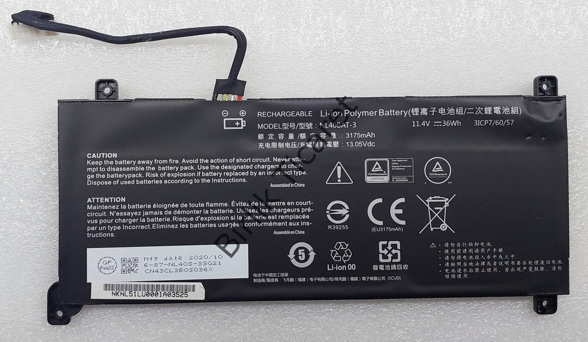 Casper X500 Batarya NL40BAT-3 3175mAH/13.05Vdc SERVİS ÇIKMASI