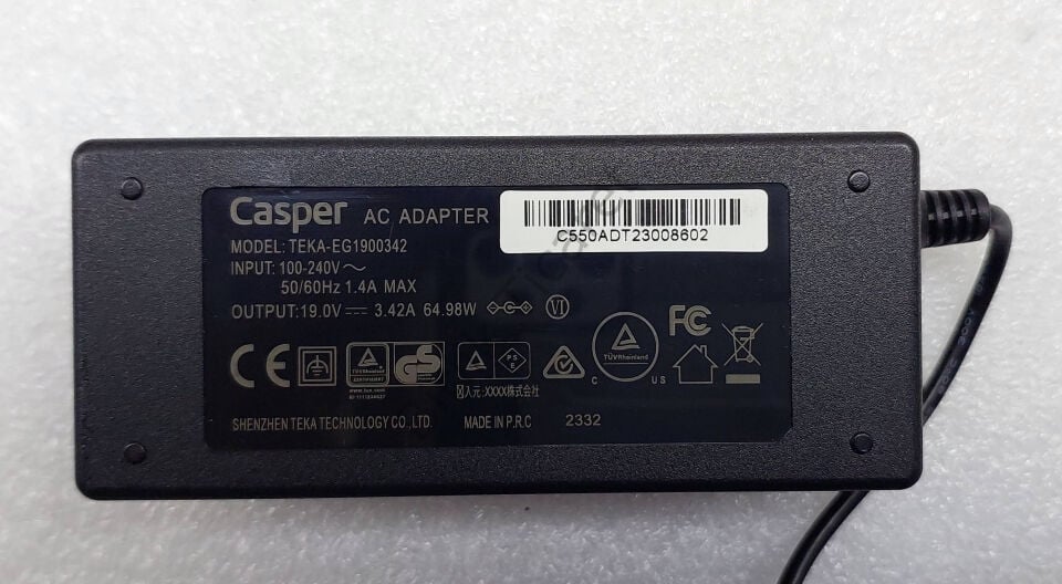 Casper C500 C550 Adaptör 19V 3.42A 65W ORJİNAL Servis Çıkması